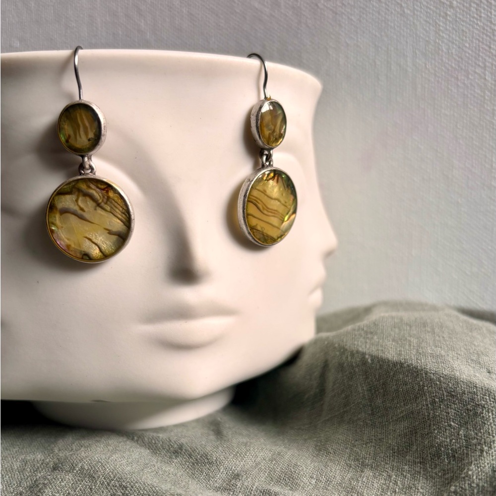 Green Marbled Drop Earrings - Women Jewelry